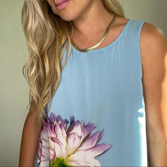 Anthropologie Blue & Purple Flower Tank Dress 8 - Picture 3 of 15